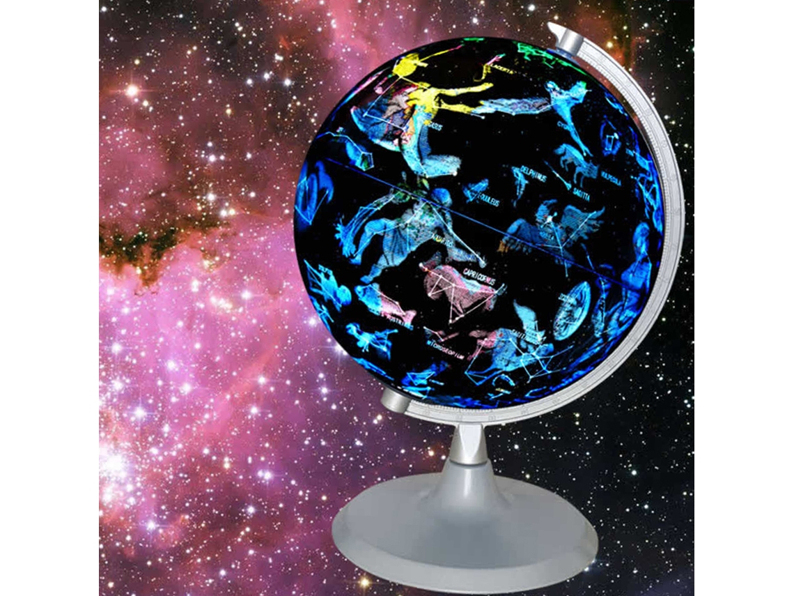 Globo Mundial Iluminado 8 Polegadas 2 Em 1 Led Constelação Educativo Decoração