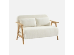 Sofá-cama Em Tecido Bouclé Com Estrutura Em Madeira, 2 Lugares, Creme