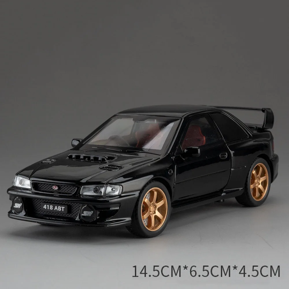 (impreza Preto) Miniatura De Carro Em Liga Metálica Na Escala 1:32, Com Portas Que Abrem, Amortecedores E Efeitos De Som E Luz.