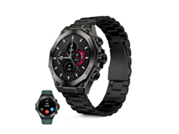 Smartwatch Ksix Titanium Go, Ecrã Amoled 1,43", Autonomia 4 Dias, Pulseira Aço Inoxidável Preto E Silicone Verde