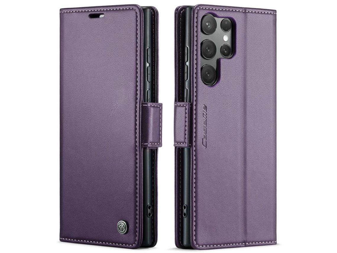 Capa Para Samsung Galaxy S25 Ultra 5g De Couro Com Textura De Lichia E Fecho Borboleta Proteção E Rfid Antirroubo Roxa