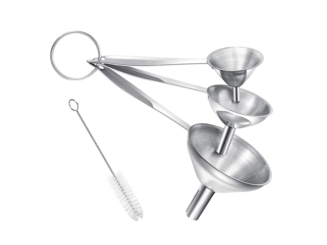 Funis Pequenos Para Encher Garrafas, Conjunto De 3 Peças De Funis De Cozinha Em Aço Inoxidável Com Cabo Longo, Metal