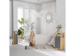 Support Papier Toilette - Porte-papier Toilette - 2 Niveaux Mdf Gris Bambou