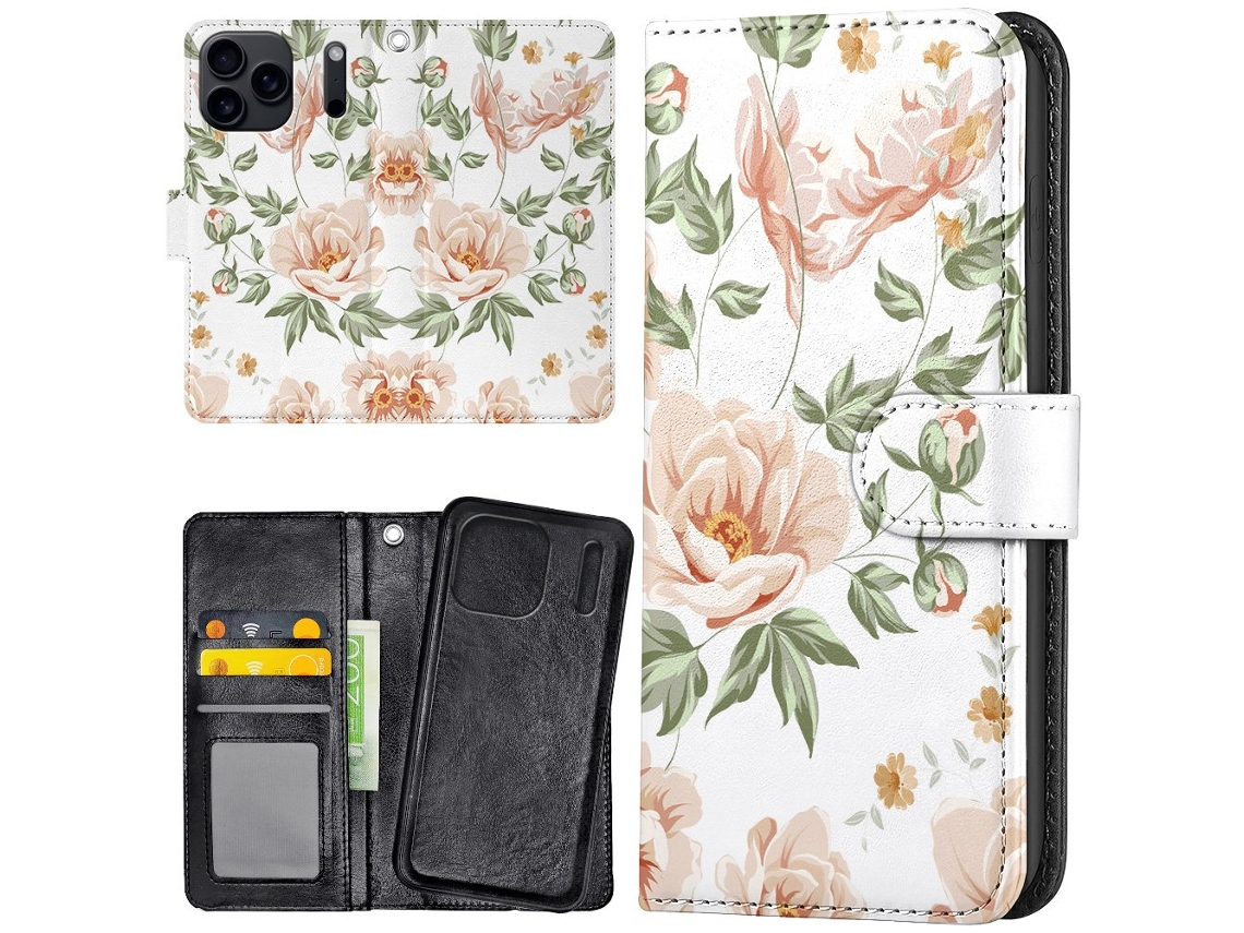 Capa Carteira Para Iphone 17 Pro Max Com Estampa Floral