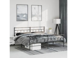Vidaxl Estrutura De Cama Com Cabeceira E Pés 193x203 Cm Metal Preto