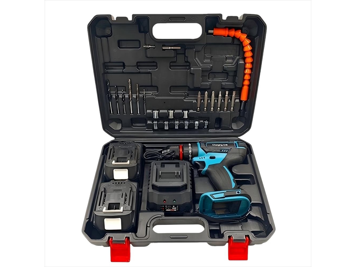 Kit De Ferramentas Industriais Wd 07, Furadeira Sem Fio De 48v Duas Baterias Diversos Acessórios. PAPRIKA