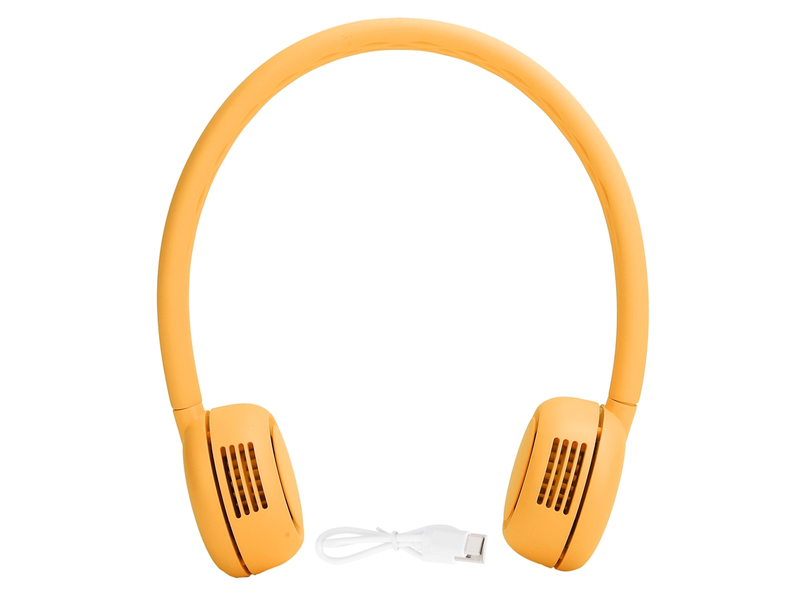Ventilador de Pescoço Sem Ventoinha Usb Recarregável Amarelo 2000mah