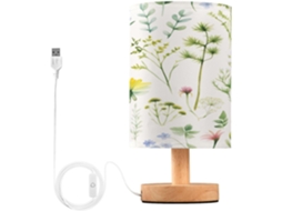 Abajur De Cabeceira Com Estampa Floral Em Aquarela, Portas De Carregamento Usb C, Luminária De Mesa Cabeceira, Luminária