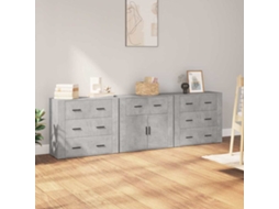 Vidaxl Aparadores 3 Pcs Derivados De Madeira Cinzento Cimento