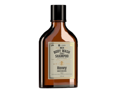 Sabonete líquido masculino premium 3 em 1 com infusão de mel e uísque, xampu para barba e cabelo, 330 ml Hiskin