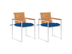 Vidaxl Cadeiras De Jardim Com Almofadões 2 Pcs Acácia Maciça E Aço
