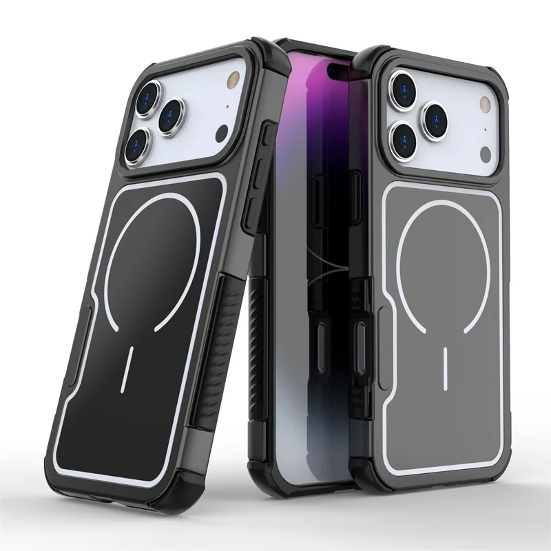 (preto, Iphone 17 Pro) Capa Para Celular Com Design De Dupla Camada À Prova De Choque E Suporte.