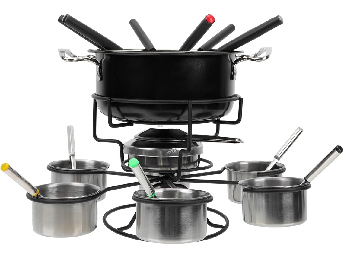 Aquecedor De Fondue De Queijo E Chocolate Em Aço Inoxidável Com Revestimento Antiaderente, Compacto Gokoco