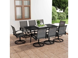 Vidaxl 9 Pcs Conjunto De Jantar Para Jardim Textilene E Aço