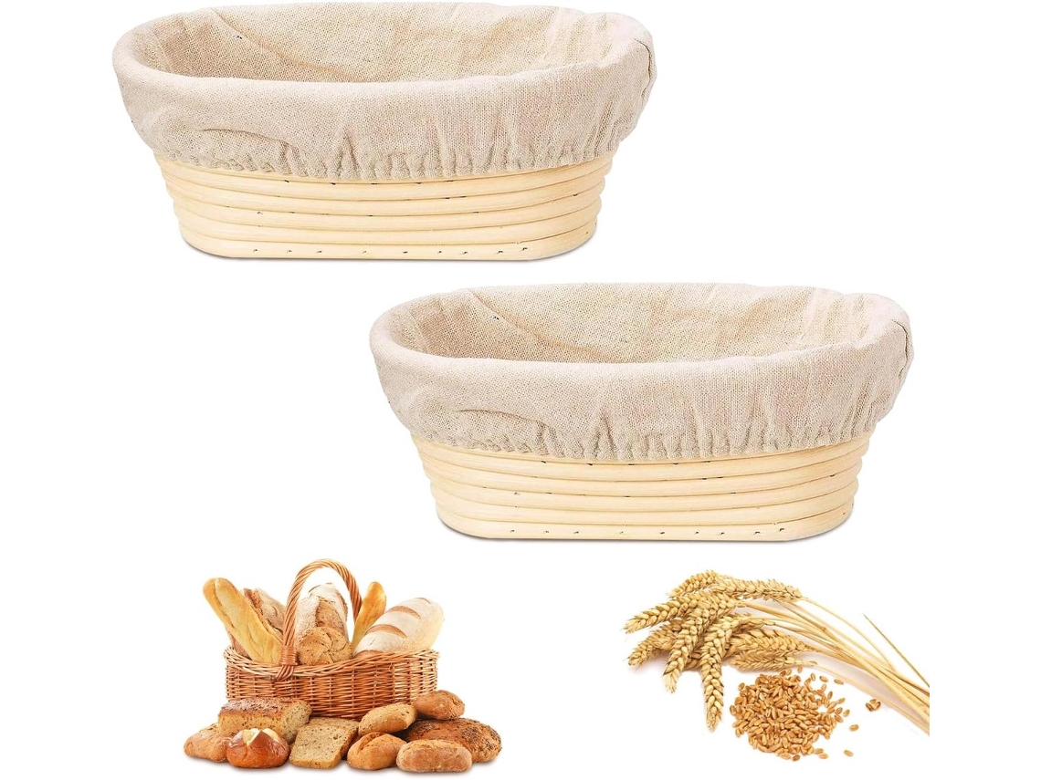Conjunto De 2 Cestos Banneton Para Pão Artesanal, Em Rattan, Para Massa Madre, Fermentação Natural E Padaria Doméstica