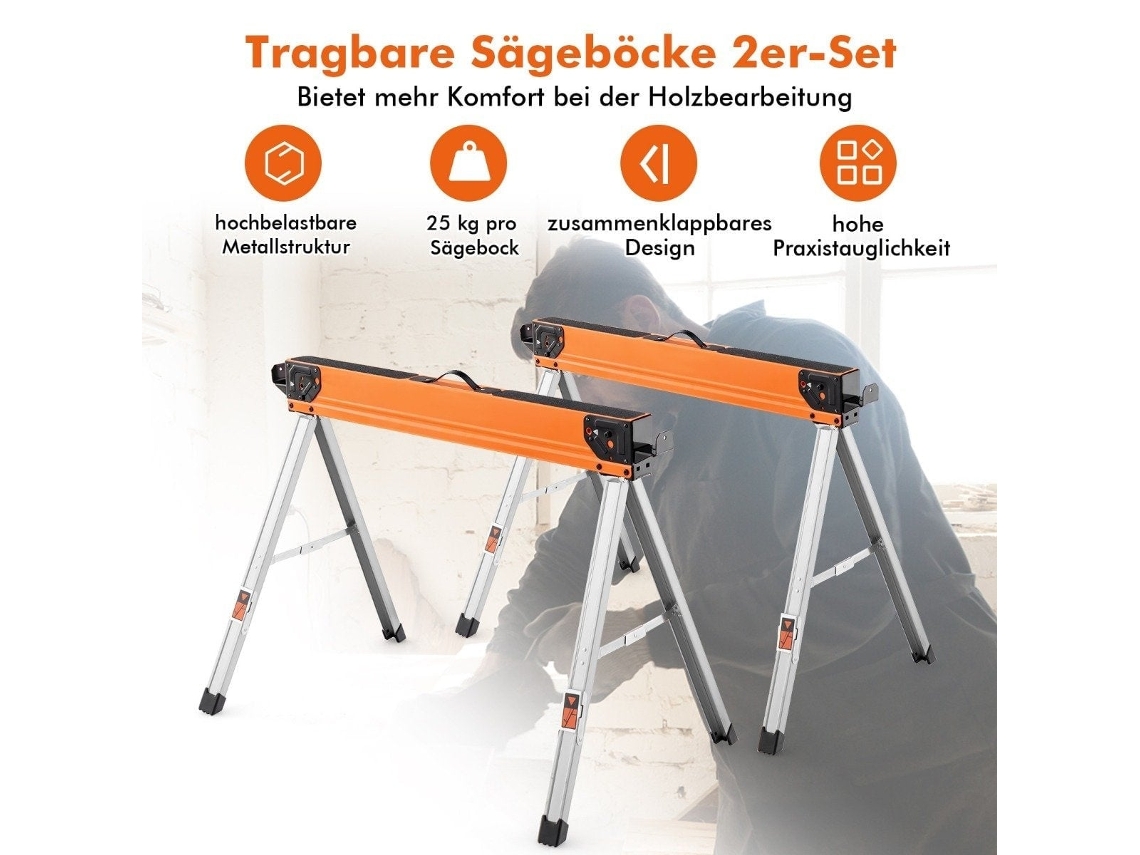 Conjunto de Cavalete Dobrável Portátil Capacidade 500 Kg NORTHIX