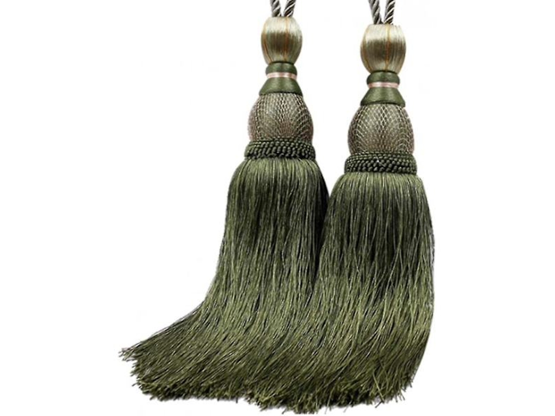 2 Peças De Prendedores De Cortina Com Borlas, Ganchos Para Cortina, Acessórios(verde Militar), Fs