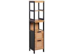 Coluna de Banheiro com 2 Gavetas e 3 Nichos MDF e Bambu 30x30x144.3 Cm BTFORUS