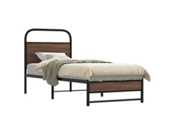 Vidaxl Estrutura Cama S/ Colchão Derivados Madeira Carvalho Castanho