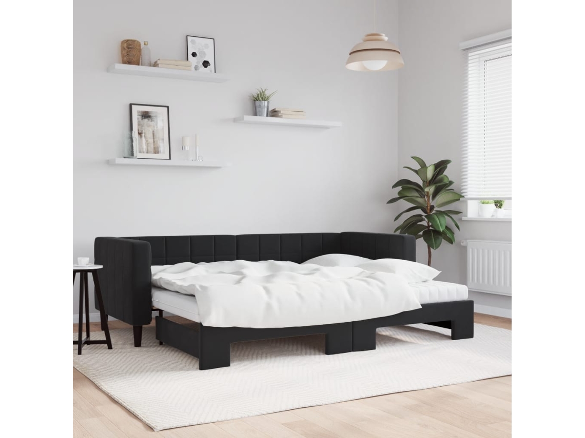 Vidaxl Sofá-cama Com Gavetão E Colchões 80x200 Cm Veludo Preto