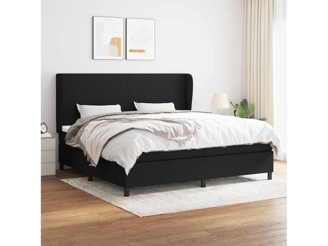 Vidaxl Cama Com Molas/colchão 200x200 Cm Tecido Preto
