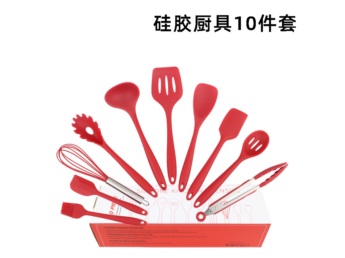 Conjunto 10 Utensílios Silicone Cozinha Preto