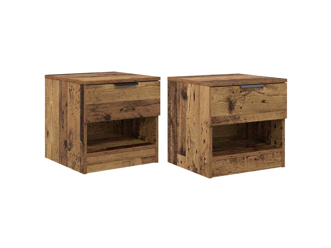 Conjunto de 2 Armários de Cama com Gaveta MAISON EXCLUSIVE em Madeira Antiga 40x39x40 cm