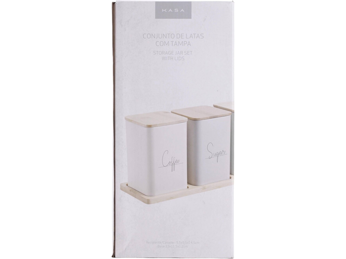 Conjunto 3 Latas Com Tampa E Base Kasa
