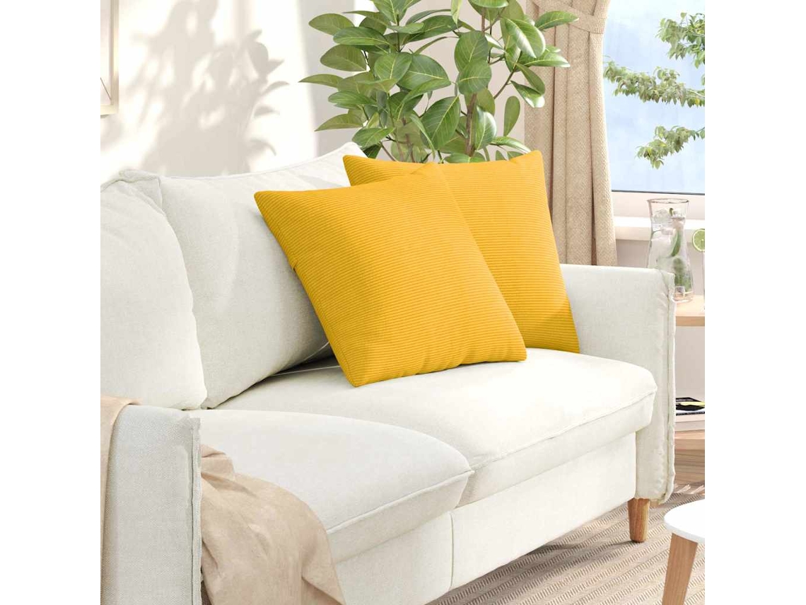 Vidaxl Travesseiros De Sofá 2 Pcs Amarelo Claro 50 X 50 Cm