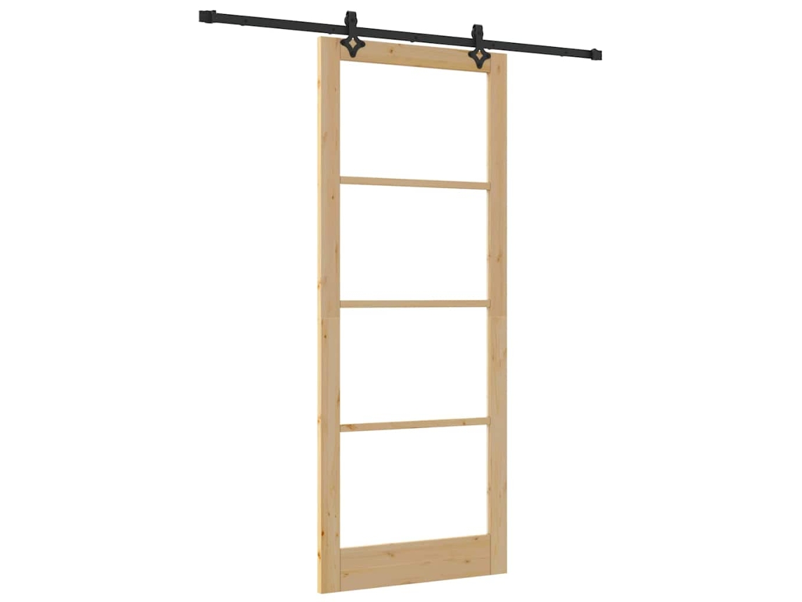 Conjunto 1 Porta Deslizante Vidaxl Castanho Madeira De Pinho Maciça (93 X 232 Cm)