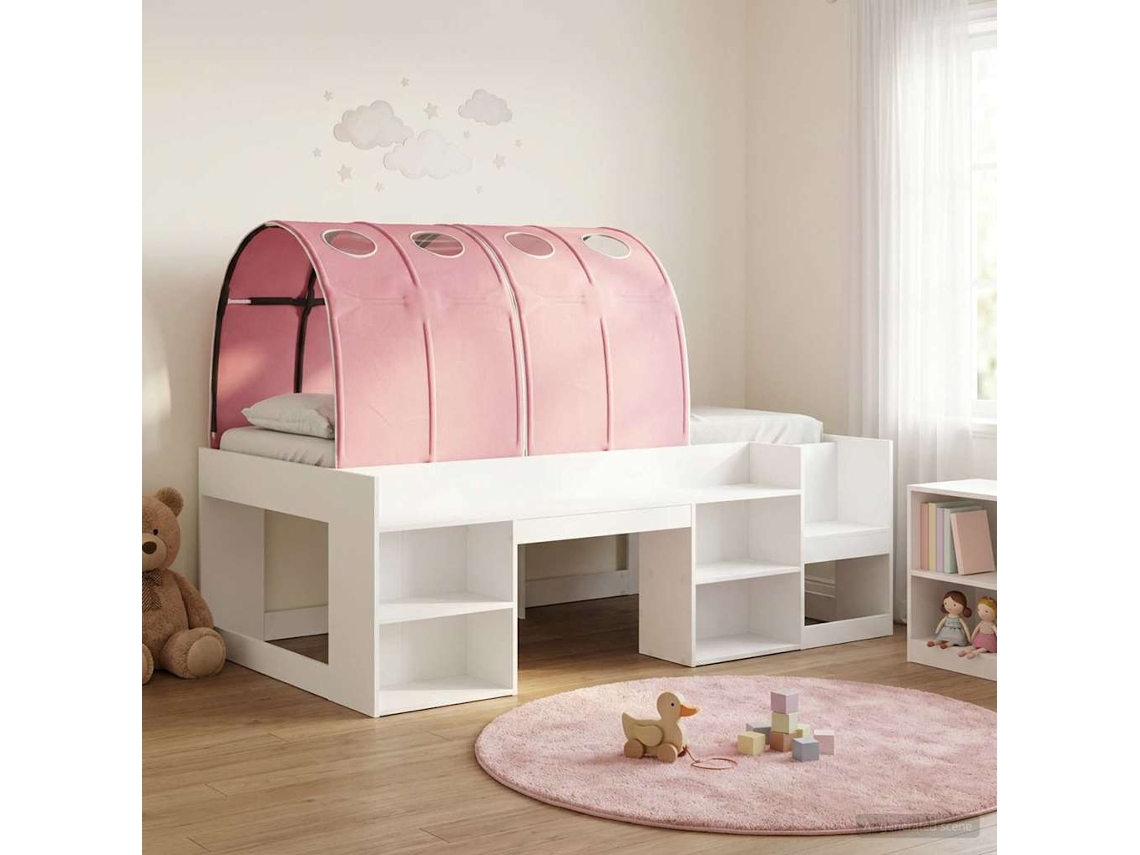 Vidaxl Estrutura De Cama Com Túnel 3 Unid. Branco E Rosa