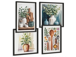 Composição De Quadros Arte Do Surrealismo Natureza Homem Espelharte (4 Peças)