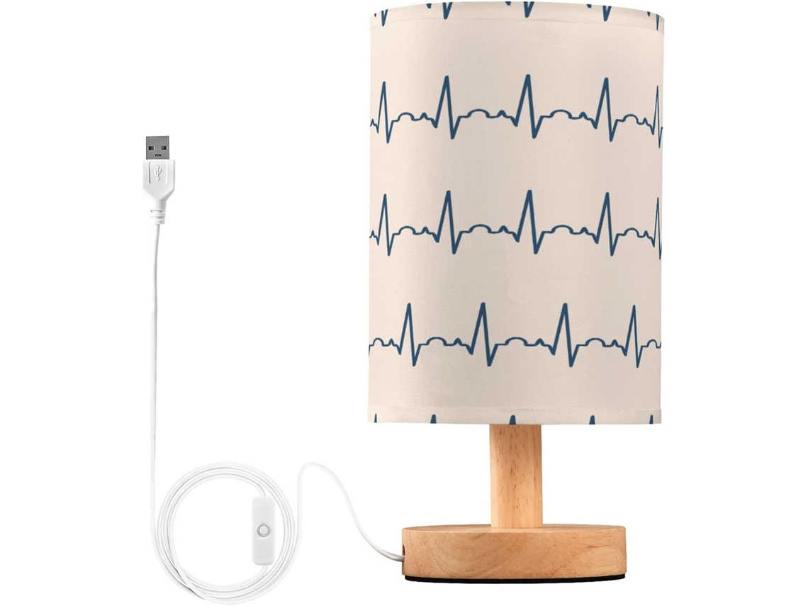 Luminária De Mesa Com Padrão Ecg, Luminária De Mesa Para Quarto, Luminária De Mesa Decorativa Para Meninas, Mesa Lateral