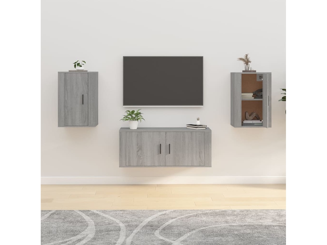 Vidaxl Móveis de Tv de Parede 2 Pcs 40x34,5x60 Cm Cinzento Sonoma