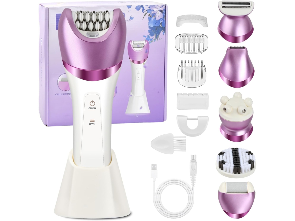 Barbeador elétrico feminino Lyx 6 em 1, indolor, à prova d'água IPX7, recarregável por USB, para rosto, braços, pernas e axilas