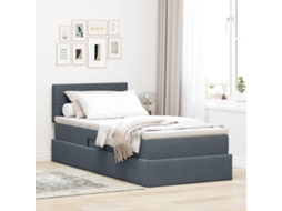 Vidaxl Cama Com Armazenamento Cinza Escuro 90 X 200 Cm Veludo