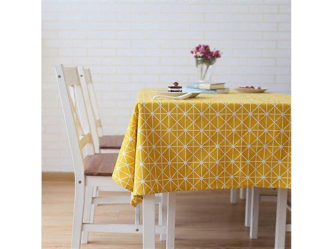 Lurelia Toalha De Mesa Retangular Algodão Linho Amarelo 120x160cm