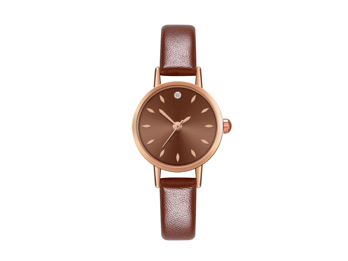Relógio de Pulso de Quartzo para Casal Feminino Masculino com Pulseira Pu Estilo Moderno Café