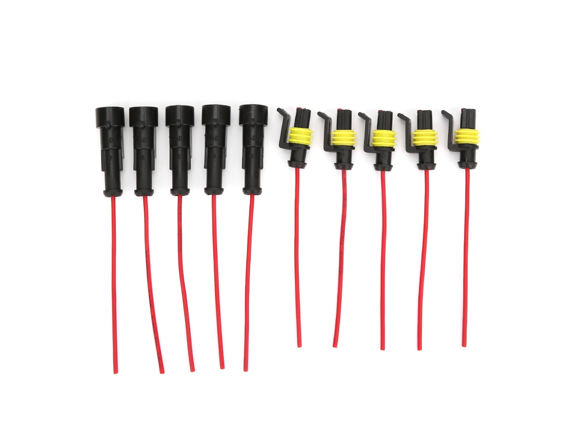 AWTS Conjunto de 5 Conectores Elétricos IP68 para Carro com Cabo 1/2/3 Pino