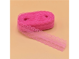 Fita de 10 jardas com tecido de rede bordado para costura e decoração DIY, ideal para casamentos, nascimentos e Halloween, na cor rosa.