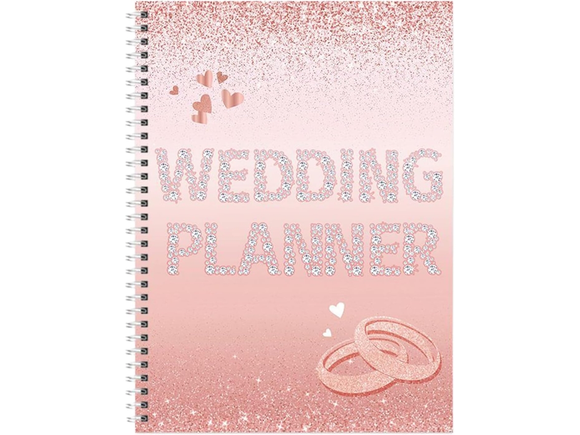 Planejador de casamento para noiva, caderno de anotações, fichário para organização.