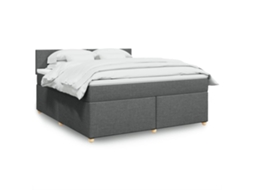 Vidaxl Cama Com Molas/colchão 180x200 Cm Tecido Cinzento-escuro