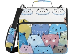 Pasta Com Zíper E Alça, Vários Bolsos De 3, 8cm, Bolsa Organizadora Com 3 Argolas, Pasta Documentos, Gatinhos Fofos