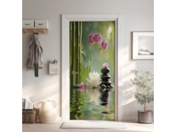 Adesivos De Porta Zen, Papel De Parede Impermeável Em Pvc, Adesivo De Porta 3d De Bambu Com Efeito Trompe