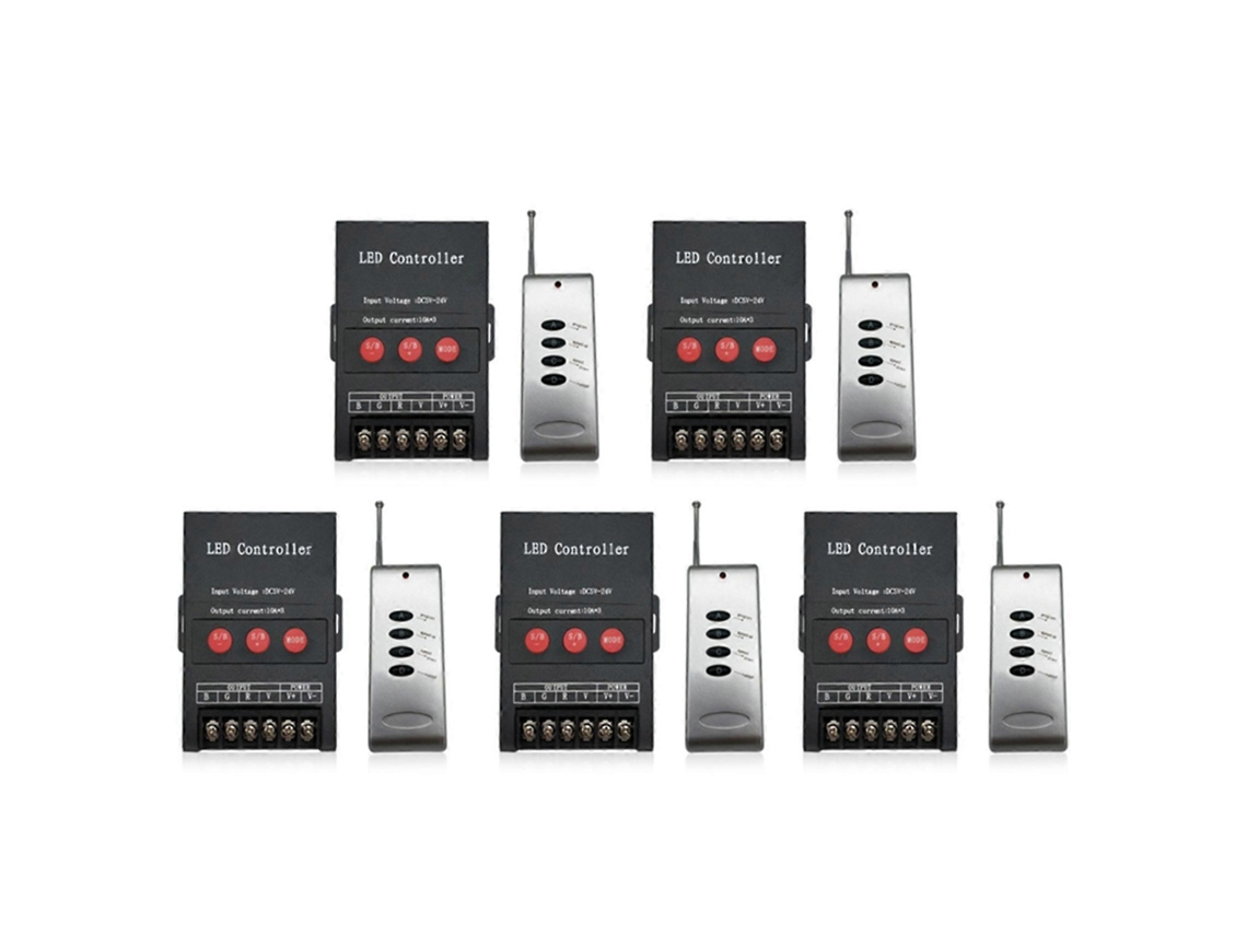 Controlador Led 5x 30a Com Controle Remoto Ir, Alta Potência 360w, Bluetooth Para Fita De Led Rgb, Dc5-24v
