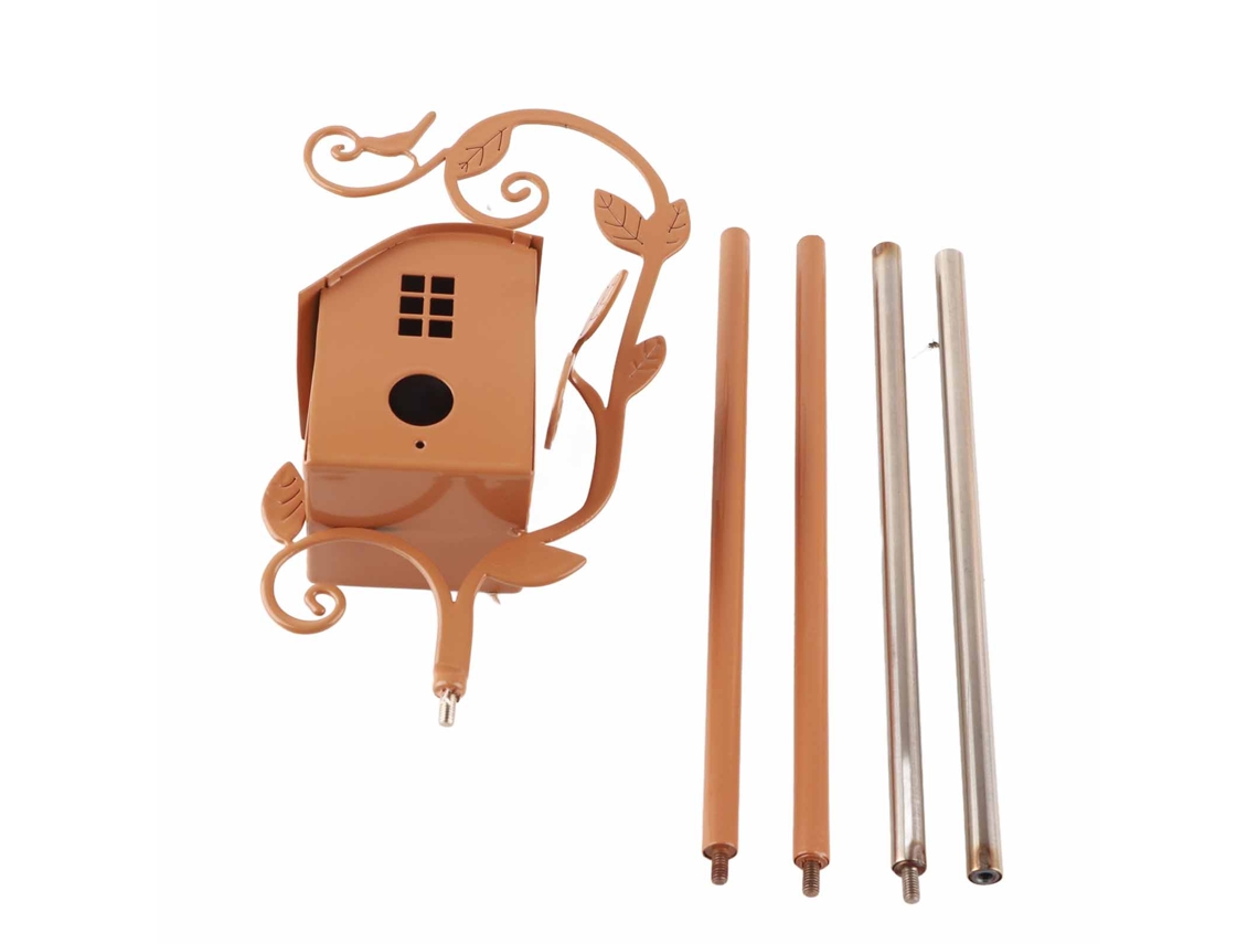 Casa De Pássaros De Metal Com Poste Jardim