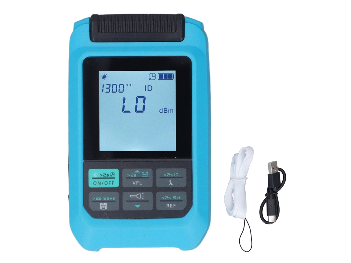 Yuru medidor de Potência de Fibra Óptica, Recarregável, 70+3dBm, Interface Universal, 4 em 1, Lanterna