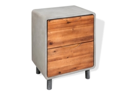 Vidaxl Mesa De Cabeceira Em Betão E Madeira Acácia Maciça 40x30x50 Cm