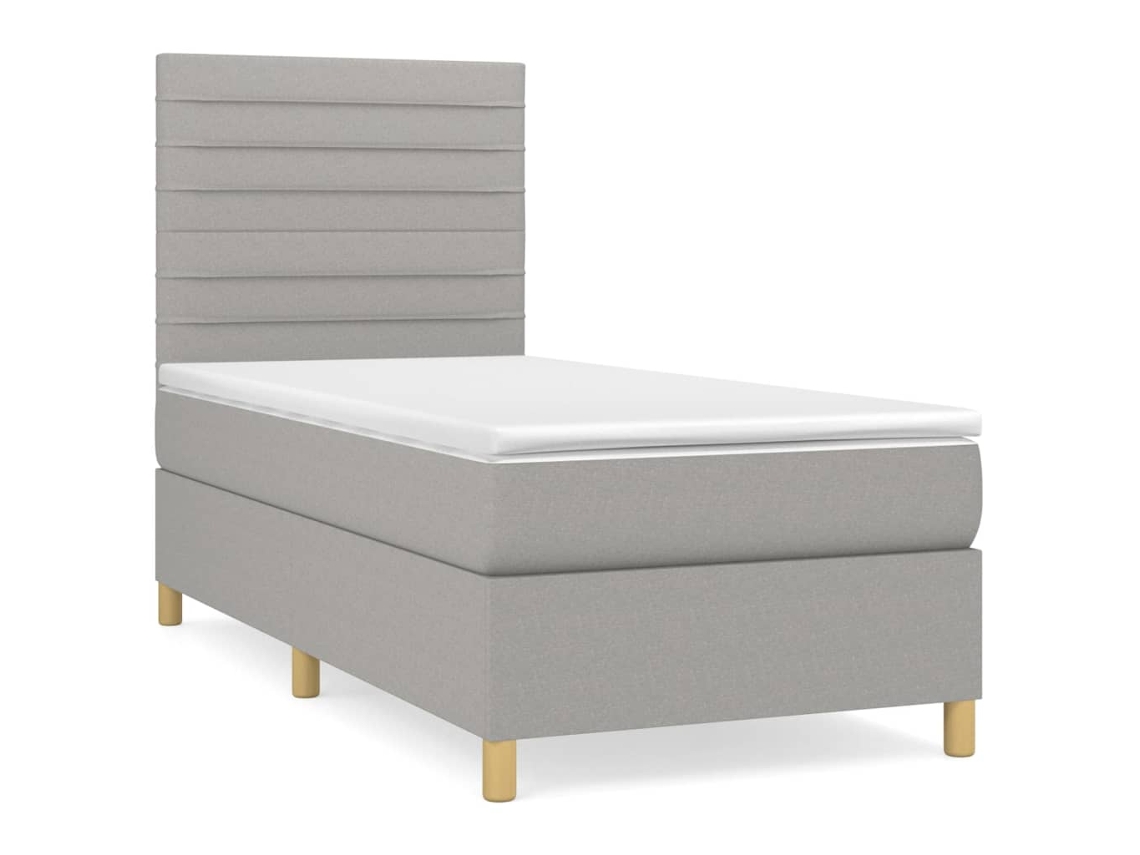 Cama com Molas e Colchão Tecido Cinzento Claro MAISON EXCLUSIVE (90x190 cm)