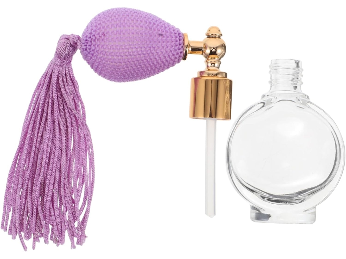 Frasco De Vidro Recarregável Para Perfume, Formato Redondo Com Pompom